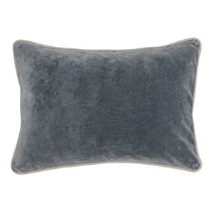 Pemberly Row 14x20&quot Rectangular Transitional Cotton Velvet Pillow in Gray