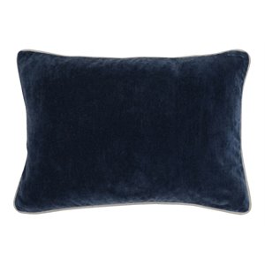 Pemberly Row 14x20&quot Rectangular Transitional Cotton Velvet Pillow in Navy
