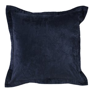 Pemberly Row 22&quot Square Transitional Velvet Throw Pillow in Indigo Blue