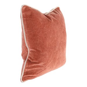 Pemberly Row 18&quot Square Cotton Velvet Throw Pillow in Terra Cotta Red