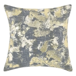 Pemberly Row 22&quot Transitional Cotton Blend Embroidered Throw Pillow in Blue