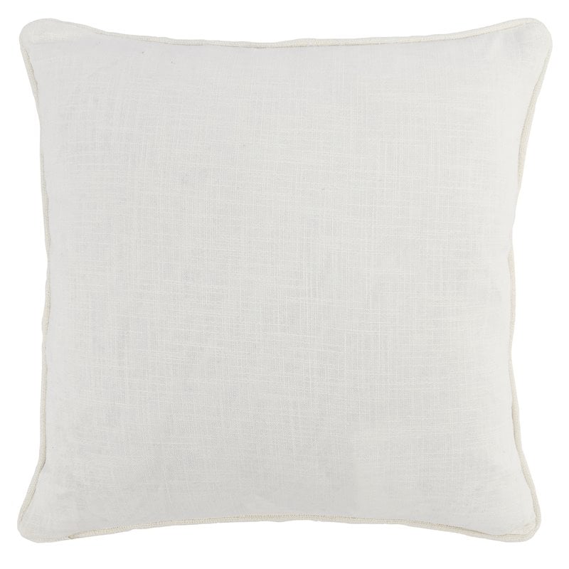 Pemberly Row Transitional Linen Embroidered Throw Pillow in Gray/Ivory