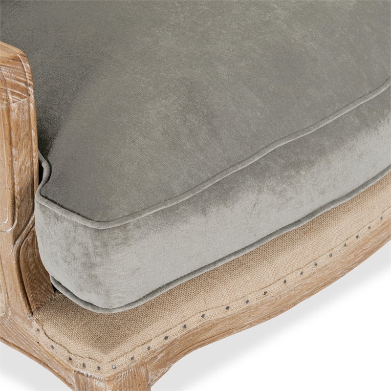 Pemberly Row Transitional Fabric and Wood Club Chair in Gray and Natural