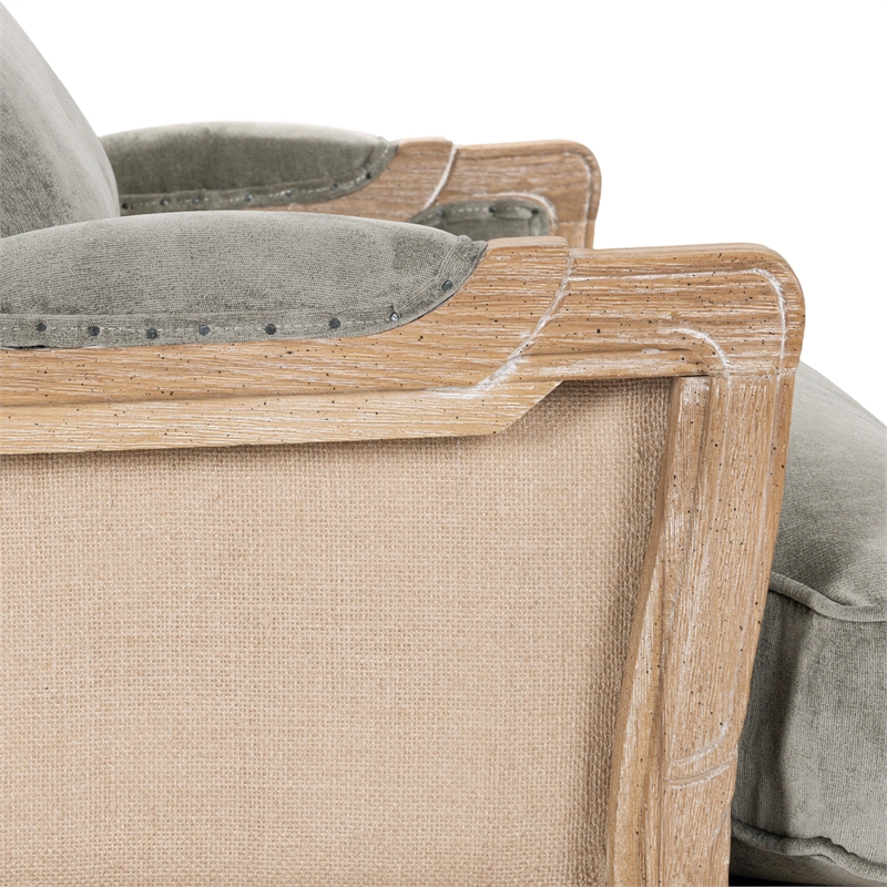 Pemberly Row Transitional Fabric and Wood Club Chair in Gray and Natural