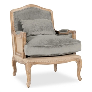 Pemberly Row Transitional Fabric and Wood Club Chair in Gray and Natural