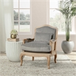 Pemberly Row Transitional Fabric and Wood Club Chair in Gray and Natural