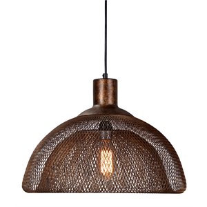 Pemberly Row 18&quot Transitional Iron Mesh Pendant in Rustic Bronze