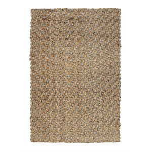 Pemberly Row Transitional 96 x 120&quot Jute Fabric Area Rug in Natural/Gray