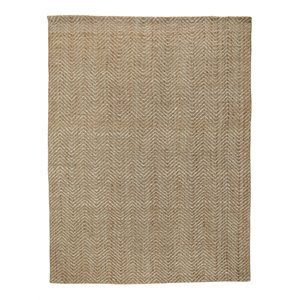 Pemberly Row 108x144&quot Natural Jute Herringbone Area Rug in Natural/Ivory