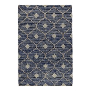 Pemberly Row 108 x 144&quot Diamond Wool & Cotton Area Rug in Indigo