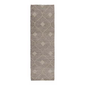Pemberly Row 30 x 96&quot Linked Diamond Wool & Jute Area Rug in Stone Gray