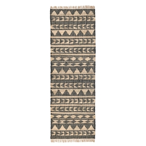 Pemberly Row 2.6' x 8' Modern Tribal Jute & Cotton Runner Rug in Black