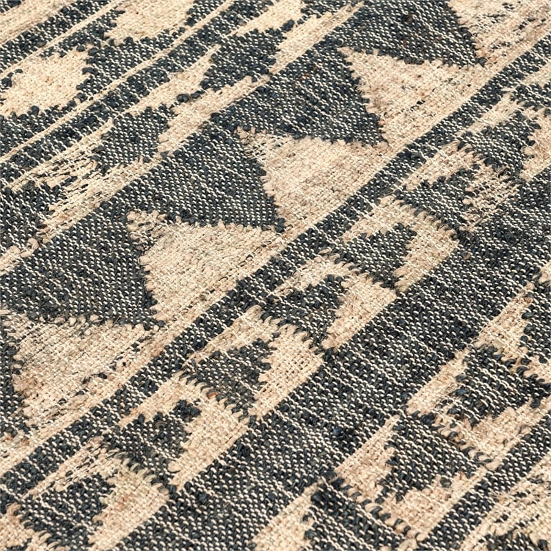 Pemberly Row 2.6' x 8' Modern Tribal Jute & Cotton Runner Rug in Black