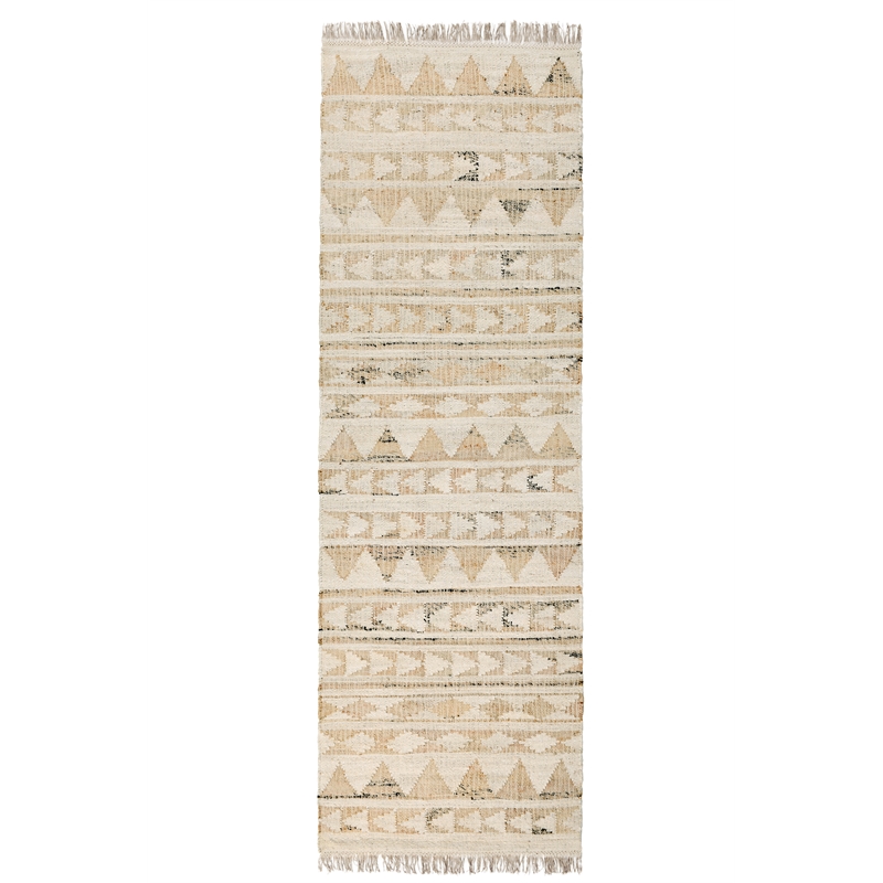 Pemberly Row 2.6' x 8' Modern Tribal Jute & Cotton Runner Rug in Natural
