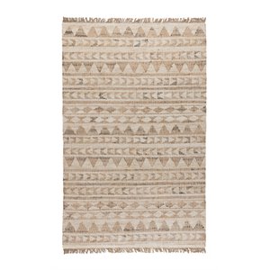 Pemberly Row 60 x 96&quot Modern Tribal Jute & Cotton Area Rug in Natural