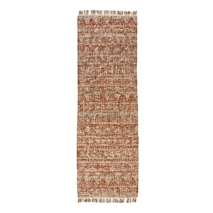 Pemberly Row 30 x 96&quot Jute & Cotton Area Rug in Orange/Natural