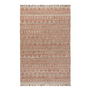 Pemberly Row 60 x 96&quot Jute & Cotton Area Rug in Orange/Natural