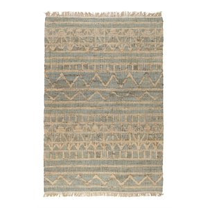 Pemberly Row 60 x 96&quot Moroccan Jute Fabric Area Rug in Natural/Green