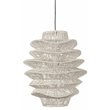 Pemberly Row 1-Light Iron and Rattan Woven Pendant in White Finish