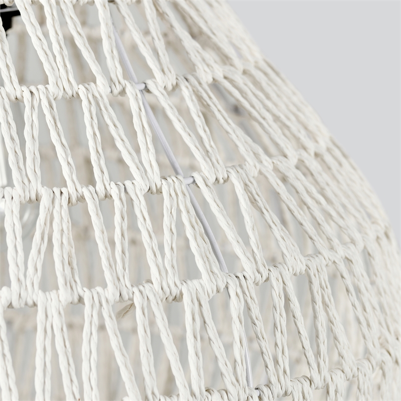 Pemberly Row 1-Light Woven and Iron Mesh Pendant in White Finish