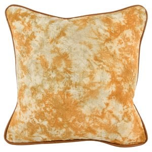 Pemberly Row 18x18&quot Belgian Flax Linen Fabric Throw Pillow - Saffron Orange
