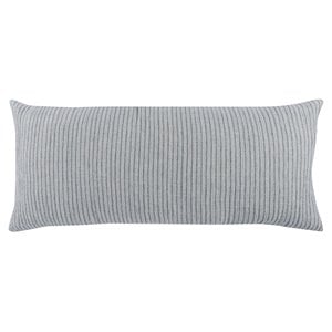 Pemberly Row 16x36&quot Rectangular Cotton and Linen Throw Pillow in Ash Blue