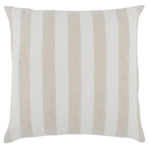 Pemberly Row 26x26&quot Square Linen Fabric Throw Pillow in Ivory/Natural