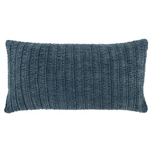 Pemberly Row 14x26&quot Belgian Flax Linen Fabric Throw Pillow in Blue