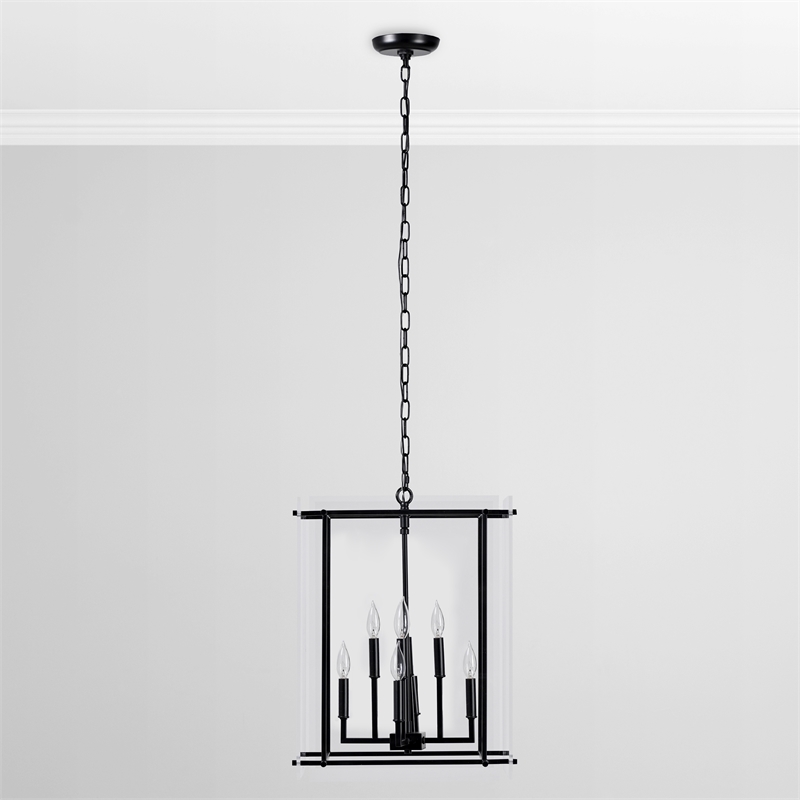 Pemberly Row 8-Light Iron Metal and Acrylic Geometric Chandelier in Black