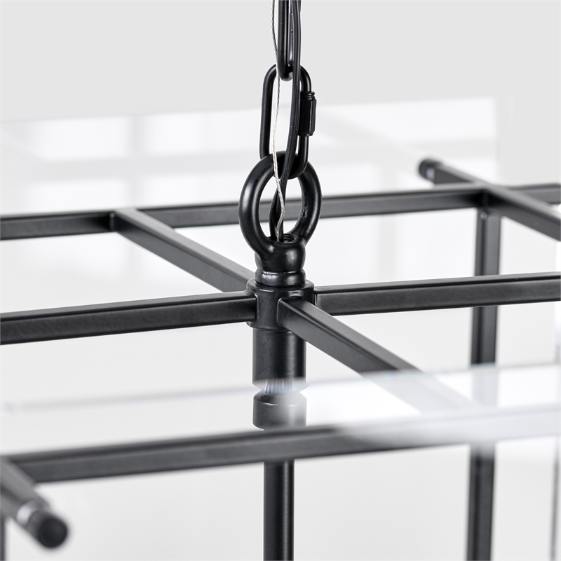 Pemberly Row 8-Light Iron Metal and Acrylic Geometric Chandelier in Black