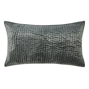 Pemberly Row 20x36&quot Rayon Velvet and Solid Cotton King Sham in Bay Green