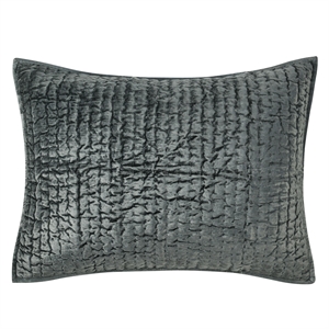 Pemberly Row 20x26&quot Velvet and Solid Cotton Standard Sham in Bay Green