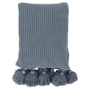 Pemberly Row 50x70&quot Transitional Knit Cotton Throw Blanket in Blue