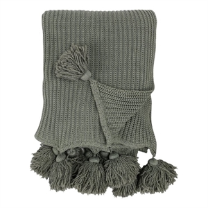 Pemberly Row 50x70&quot Transitional Knit Cotton Throw Blanket in Sage Green