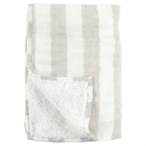 Pemberly Row 50x70&quot Transitional Linen Fabric Throw Blanket in Ivory/Natural