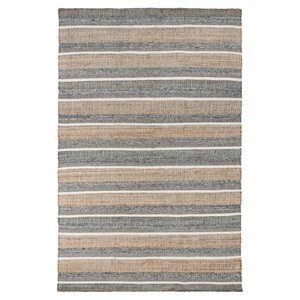 Pemberly Row 60x96&quot Handwoven Jute and Wool Area Rug in Natural Blue Multi