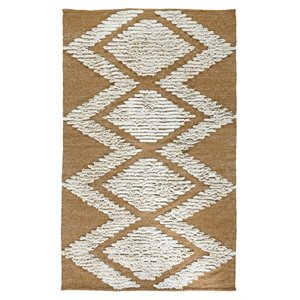 Pemberly Row 24x36&quot Indoor/Outdoor Fabric Accent Rug in Honey Gold/Ivory