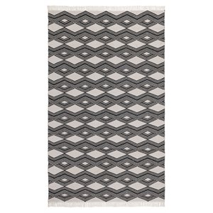 Pemberly Row 24x36&quot Indoor/Outdoor Fabric Accent Rug in Charcoal