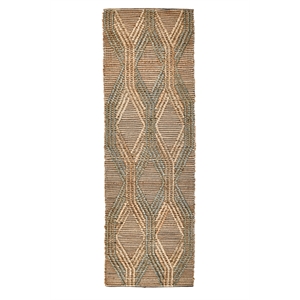 Pemberly Row 30 x 96&quot Jute & Cotton Accent Rug in Natural/Mineral Blue