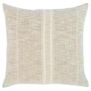Pemberly Row 22x22&quot Square Cotton and Linen Throw Pillow in Ivory/Natural