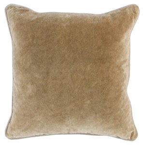 Pemberly Row 18x18&quot Square Cotton Velvet Throw Pillow in Wheat Brown