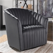 Pemberly Row Transitional Polyester Fabric Swivel Accent Chair in Gray