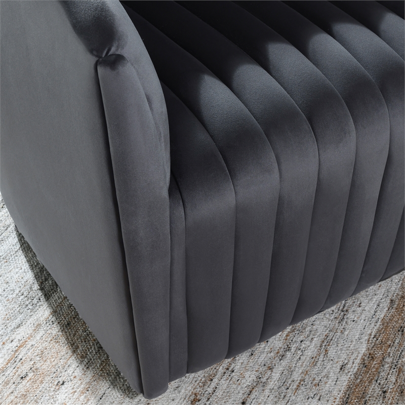 Pemberly Row Transitional Polyester Fabric Swivel Accent Chair in Gray