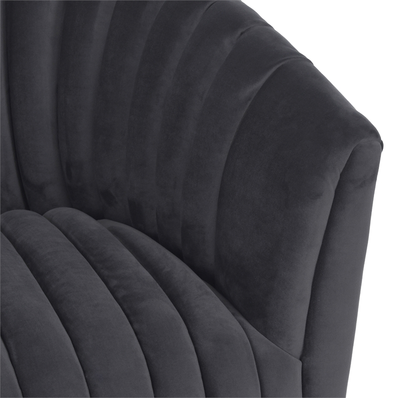 Pemberly Row Transitional Polyester Fabric Swivel Accent Chair in Gray