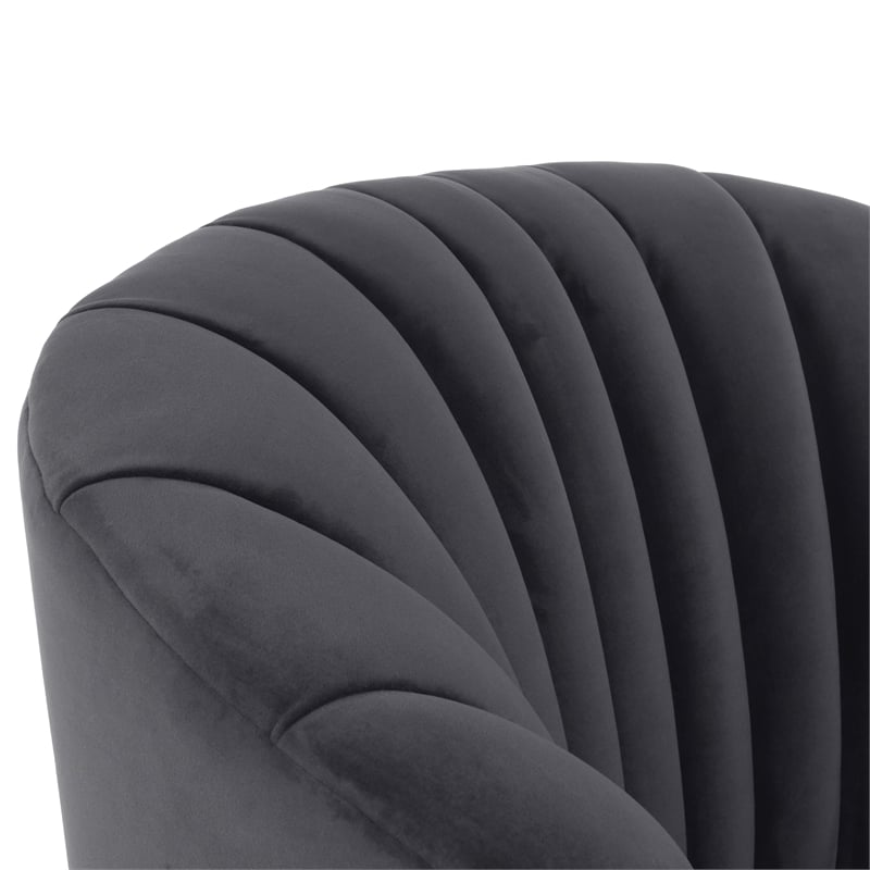 Pemberly Row Transitional Polyester Fabric Swivel Accent Chair in Gray