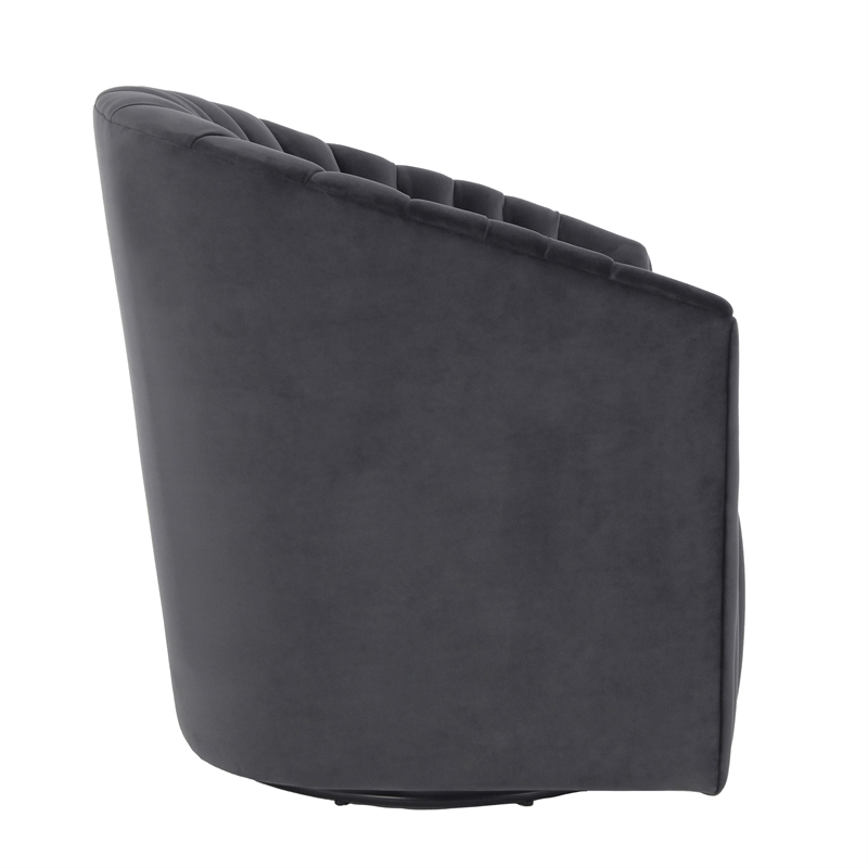 Pemberly Row Transitional Polyester Fabric Swivel Accent Chair in Gray