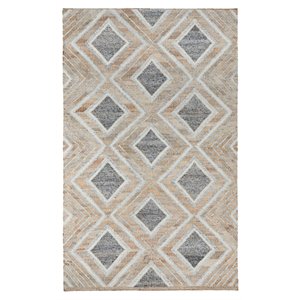 Pemberly Row 60 x 96&quot Geometric Jute & Wool Area Rug in Blue/Beige