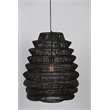 Pemberly Row 1-Light Iron Metal and Rattan Woven Pendant in Black