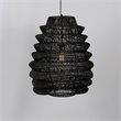 Pemberly Row 1-Light Iron Metal and Rattan Woven Pendant in Black