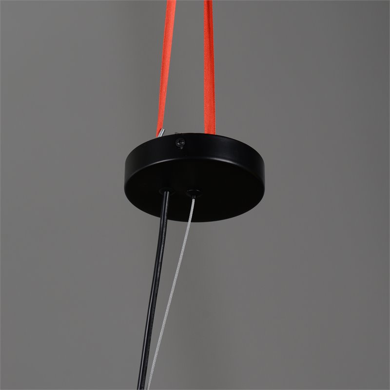 Pemberly Row 1-Light Iron Metal and Rattan Woven Pendant in Black